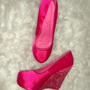 Hot Pink Bedazzled platform heels